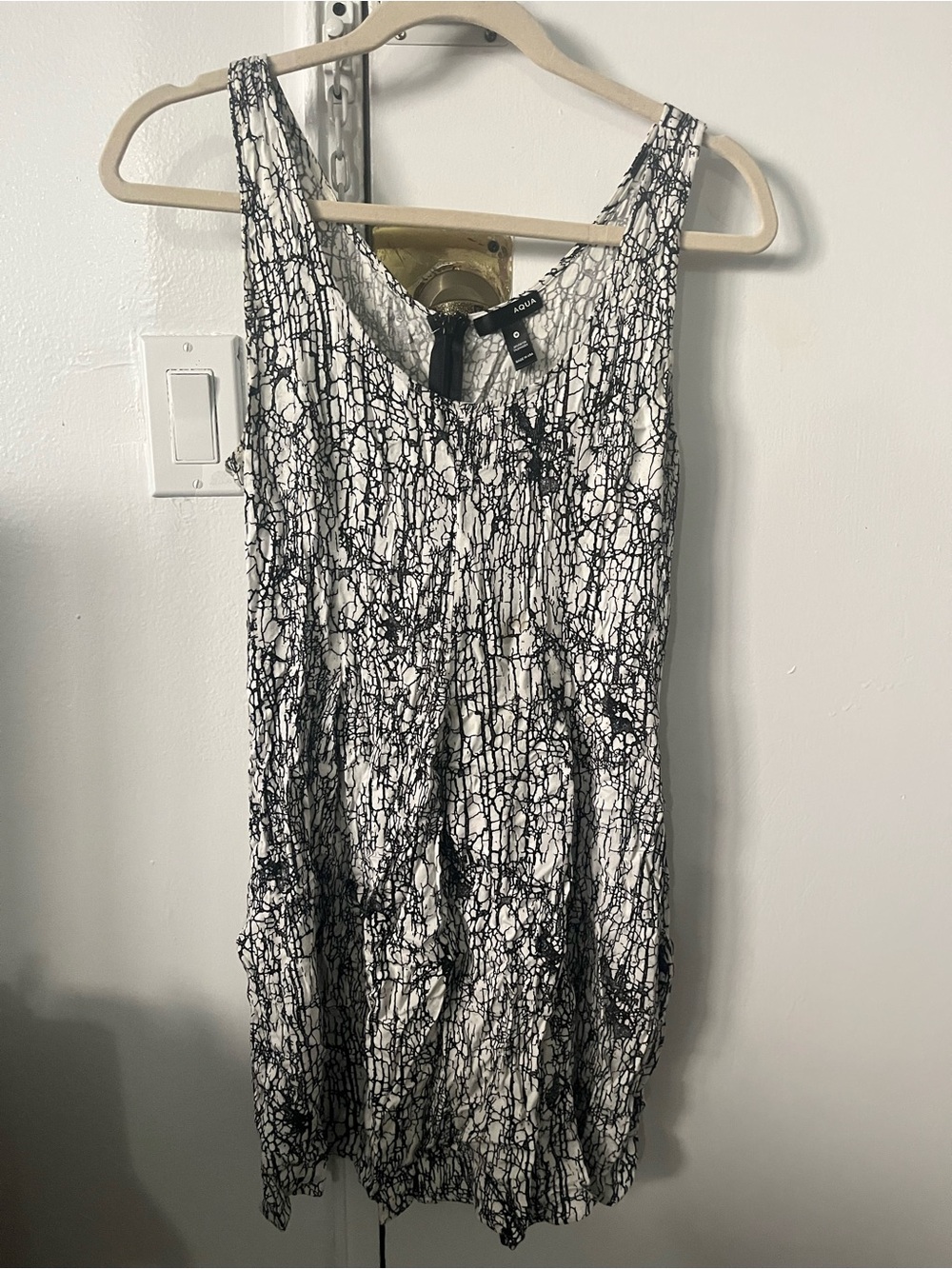 Aqua Black & White Printed Sleeveless Dress size medium
